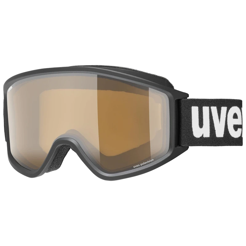 Uvex g.gl 3000 P - Ski Goggle for Men and Women - Polarized Lenses - Extended Field of Vision & Anti-Fog Coating - Black Matt/Brown-Clear - One Size