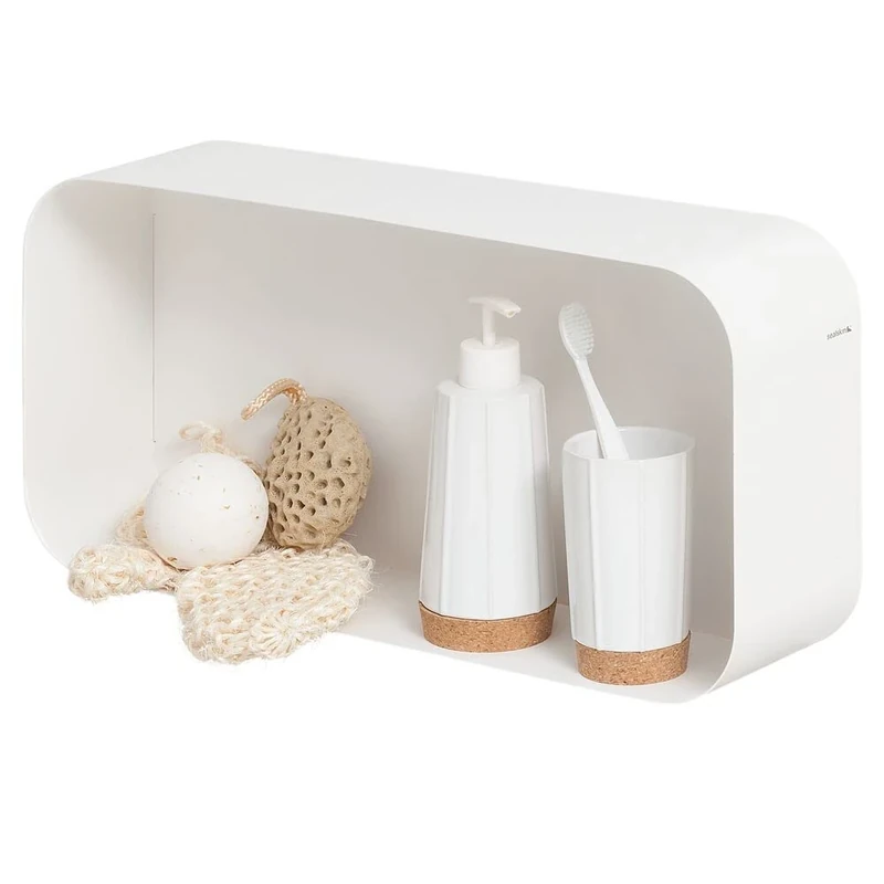 Sealskin Brix Floating Wall Cube Large, Metal, White, 50 x 24 x 12 cm