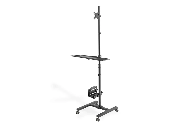 DIGITUS Mobile standing workstation - Monitor mount & keyboard tray & PC mount - Flexible height adjustment - 1 monitor - Up to 32 inch - VESA 75x75, 100x100 - Black
