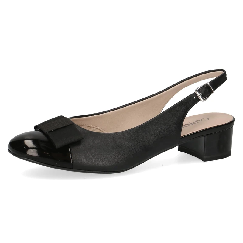 CAPRICE Women Slingback Pumps Bow Elegant, Black (Black Comb), 6 UK