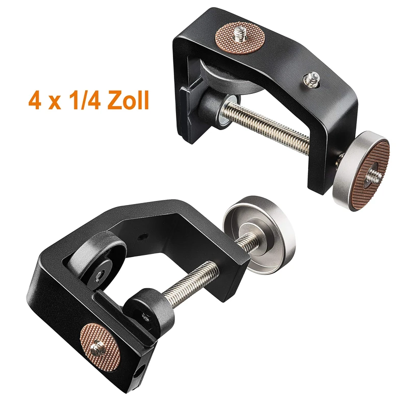 Walimex pro KX-25 Tripod Clamp with Ball Head - Clamp Tripod Flash Clamp Aluminum Extendable Centre Column 12.5-20cm for Camera LED Lights Mount for Tripod Pipe Plate Table