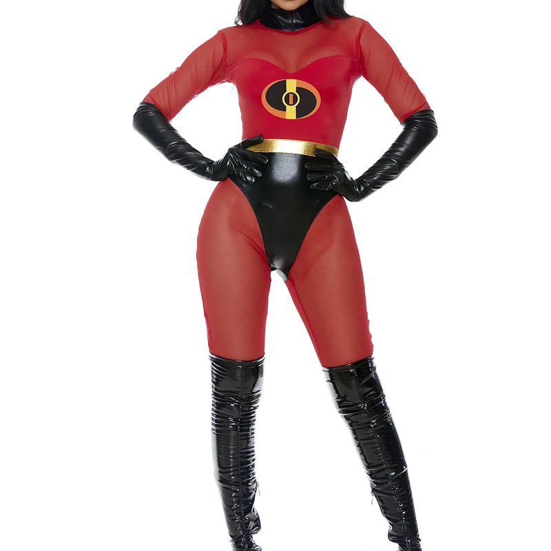Forplay 559611 Super Suit Sexy Superhero Costume Mrs. Incredible Adult Sized, Red, L/XL