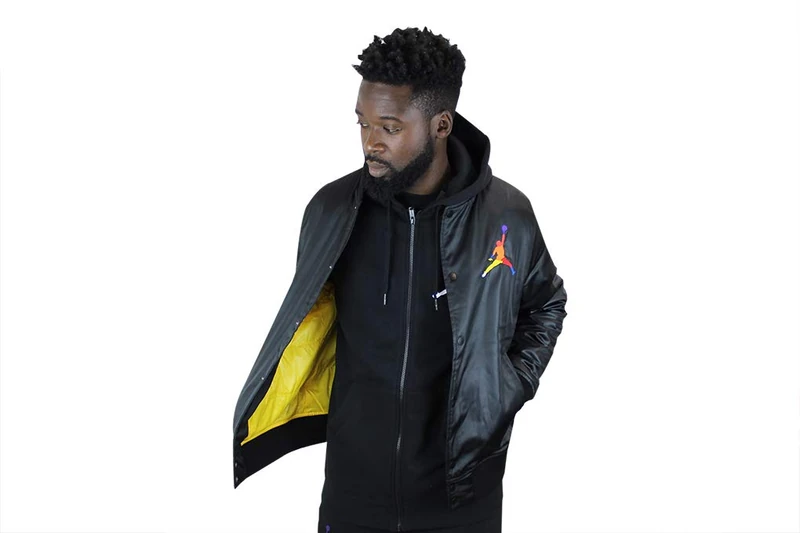 Nike J SPRT DNA Hbr Satin JKT Sport Jacket - Black/Amarillo, M - Image 1