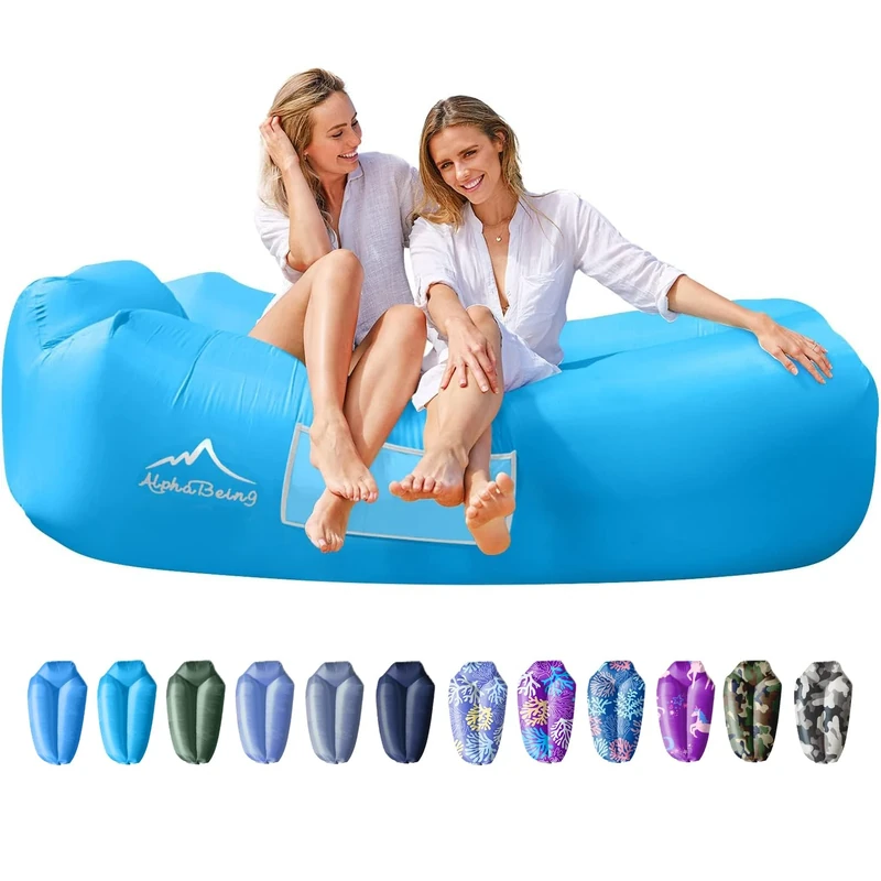 AlphaBeing Inflatable Lounger - Best Air Lounger for Travelling, Camping, Hiking - Ideal Inflatable Couch for Pool and Beach Parties - Perfect Air Chair for Picnics or Festivals