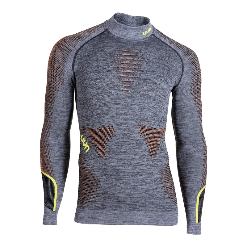 UYN U100053 AMBITYON UW LG_SL. MELANGE TURTLENECK T-shirt Men's Black Melange/Orange/Yellow M