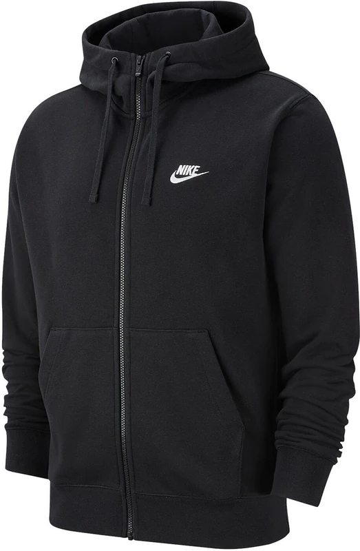 Nike BV2648-010 M NSW CLUB HOODIE FZ FT Sweatshirt Men's black/black/white Size M