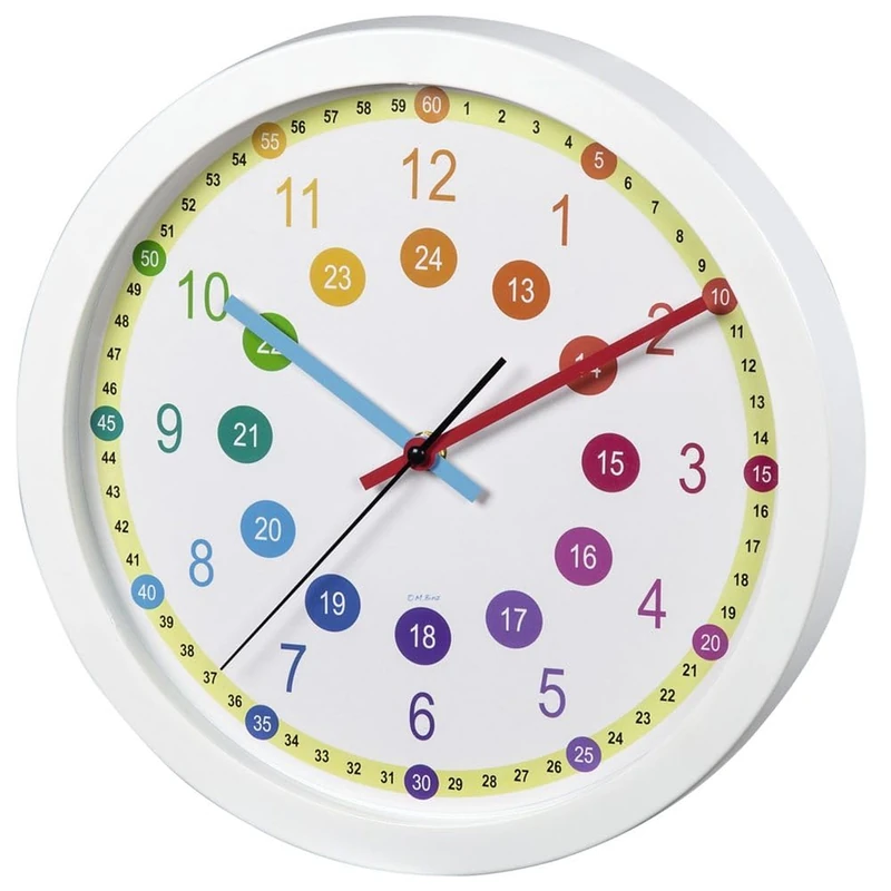 Hama Easy Learning Wall Clock (AA, Multicoloured, White, Plastic, Glass, 455 g, 30 cm)