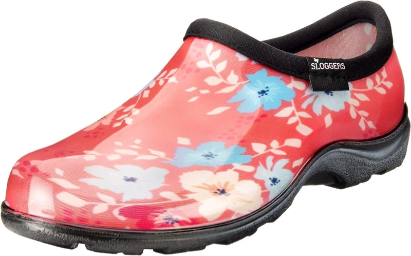 Sloggers Waterproof Garden Shoe for Women – Outdoor Slip On Rain and Garden Clogs with Premium Comfort Insole, Floral Fun Coral