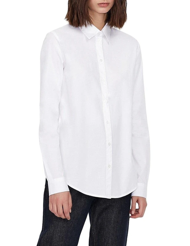 Armani Exchange Women's Casual & Elegant Blouse Not Applicable, White (Optic White 1000), Small