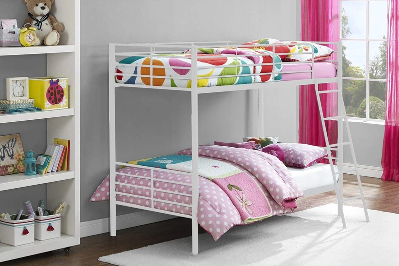 DHP Furniture Convertible Bunk Bed White Single Over Single