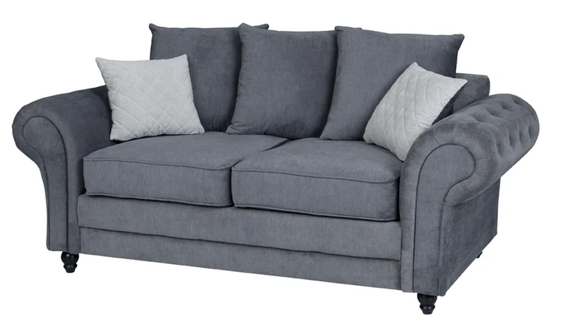 Sofas and More Roma 3+2 seater Fabric Grey Designer Scatter Cushions Living Room Furniture (Grey, 2 Seater)