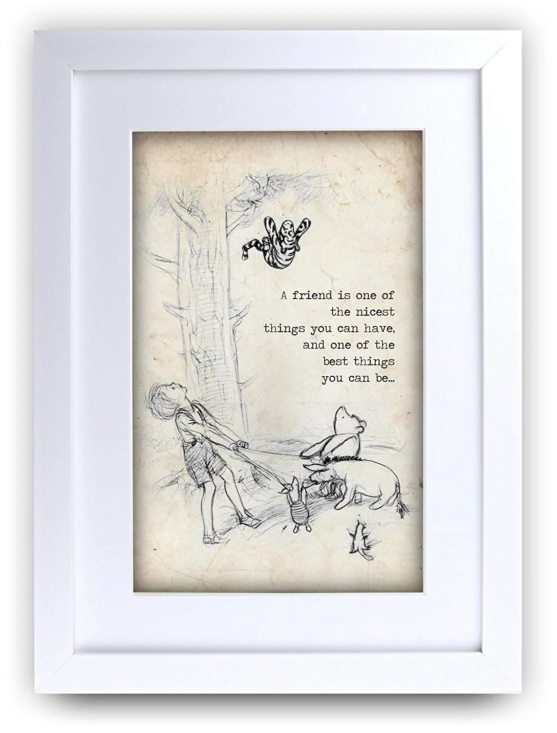 HWC Trading FR Winnie the Pooh Nicest Best Friend A4 Framed Printed Quote Nursery Print Baby Shower Room Gifts New Born Bedroom Gift Print Photo Picture Frame Display