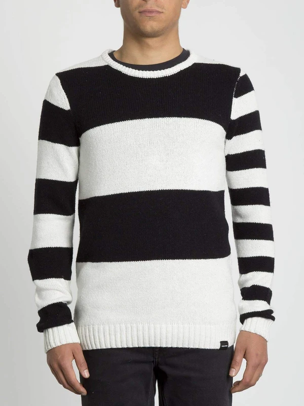 Volcom Edmonder Men's Striped Sweatshirt, Mens, Sweatshirt, A0731904, Black (Black), S - Image 1