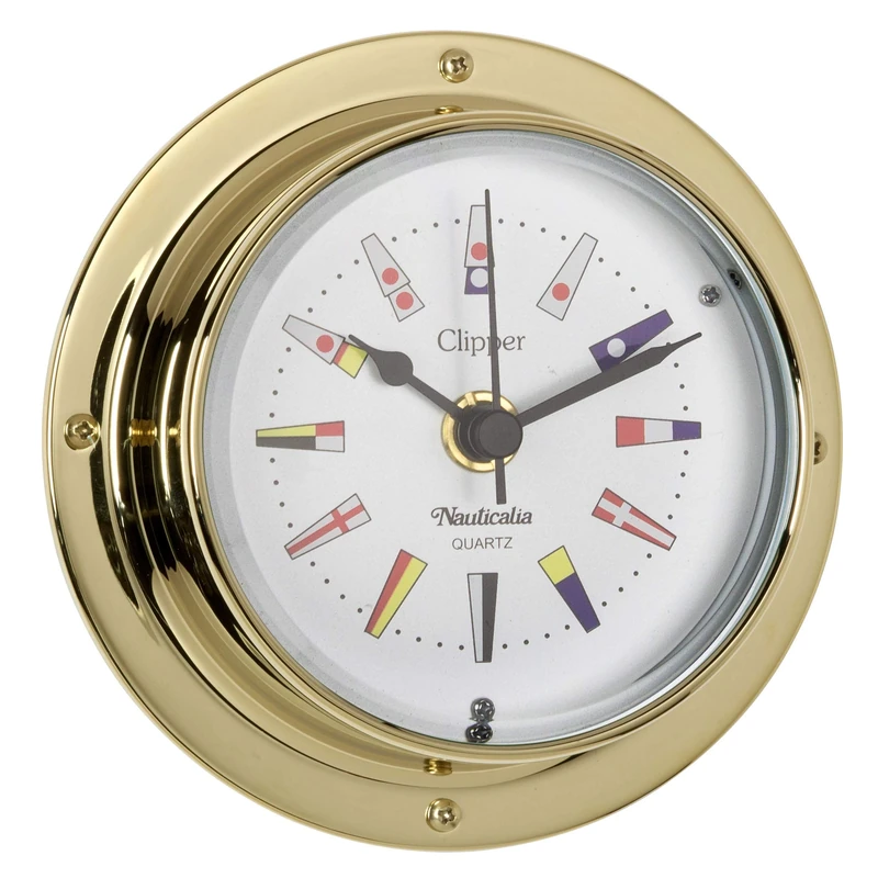 Clipper QuickFix Code Flag Clock, Brass