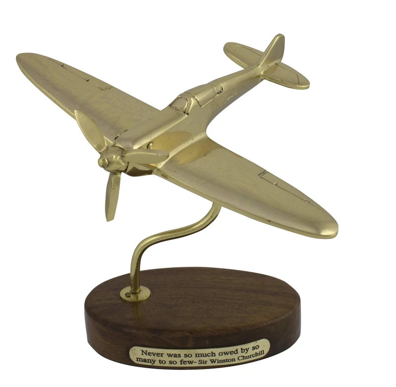 Brass Spitfire On Wooden Stand, 18 cm
