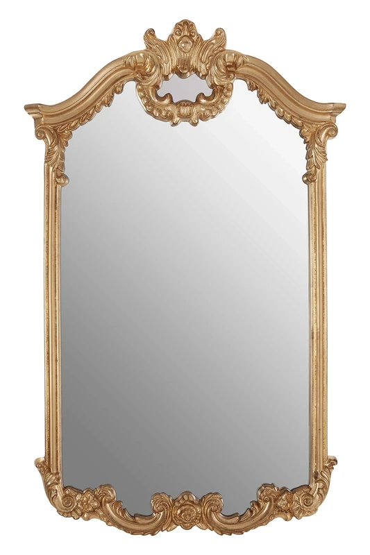 Premier Housewares Rectangular Wall Mirror/Classic Mirrors For Bathroom/Bedroom/Garden Walls Fancy Wall Mounted Mirrors For Hallway With Metallic Gold Decorative Frame Finish W82 X D6 X H129cm.