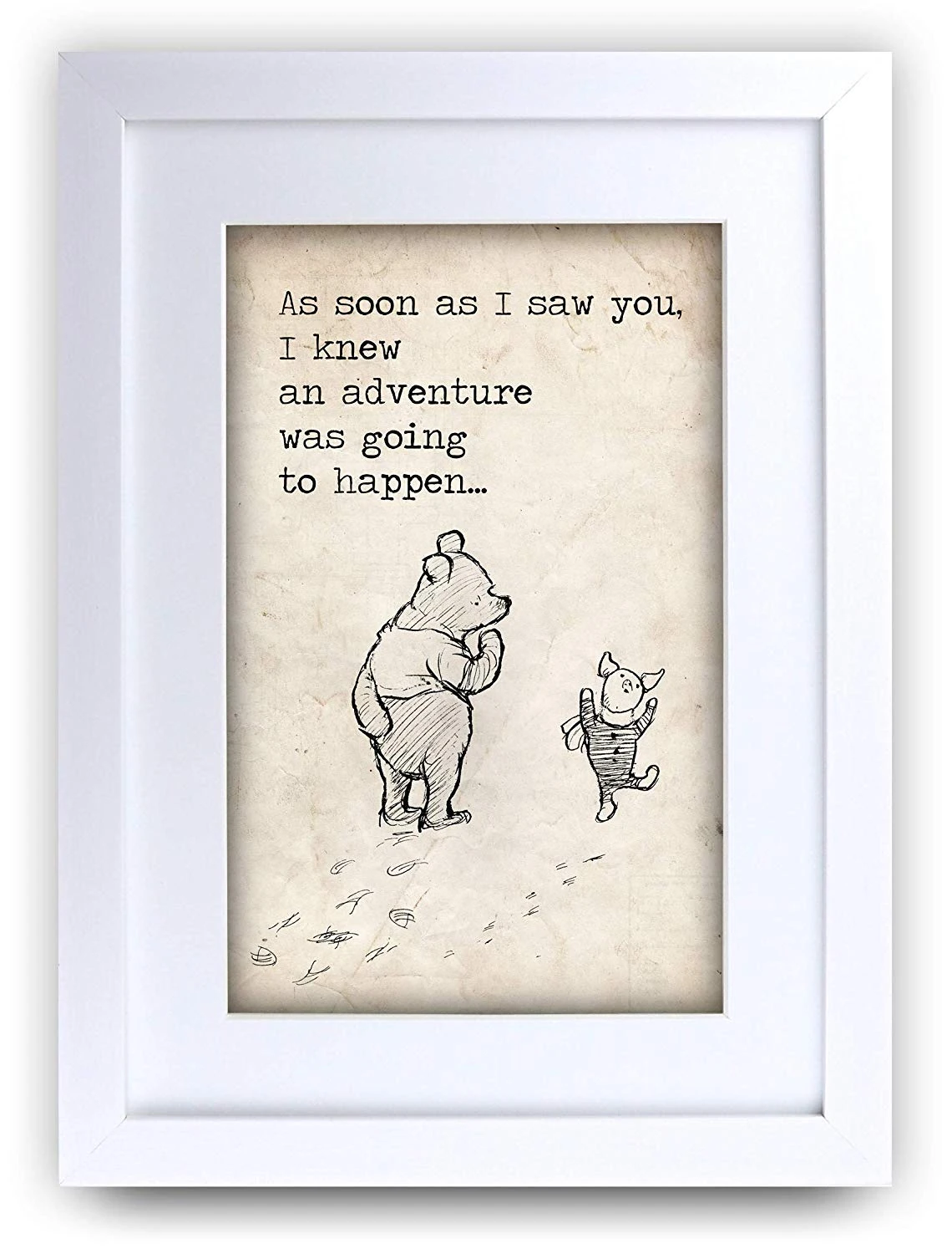 HWC Trading FR Winnie the Pooh Adventure A4 Framed Printed Quote Nursery Print Baby Shower Room Gifts New Born Bedroom Gift Print Photo Picture Frame Display