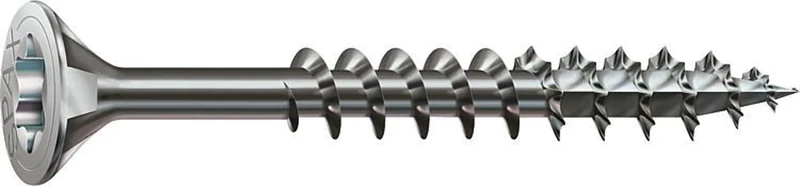 Stainless Steel Screw, 8 x 120 mm, Pack of 50, Partially Threaded, Countersunk Head, T-Star Plus T40, 4CUT, Stainless Steel A2-0197000801205