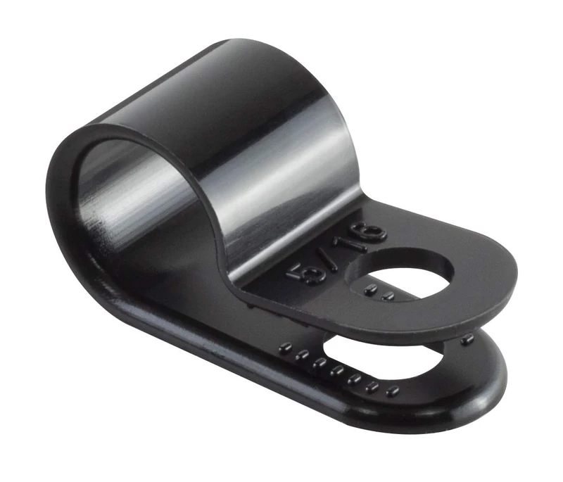 GTSE 100 Pack of Black Nylon P-Clips, 7.9mm (5/16”) Diameter, Plastic Cable Clips