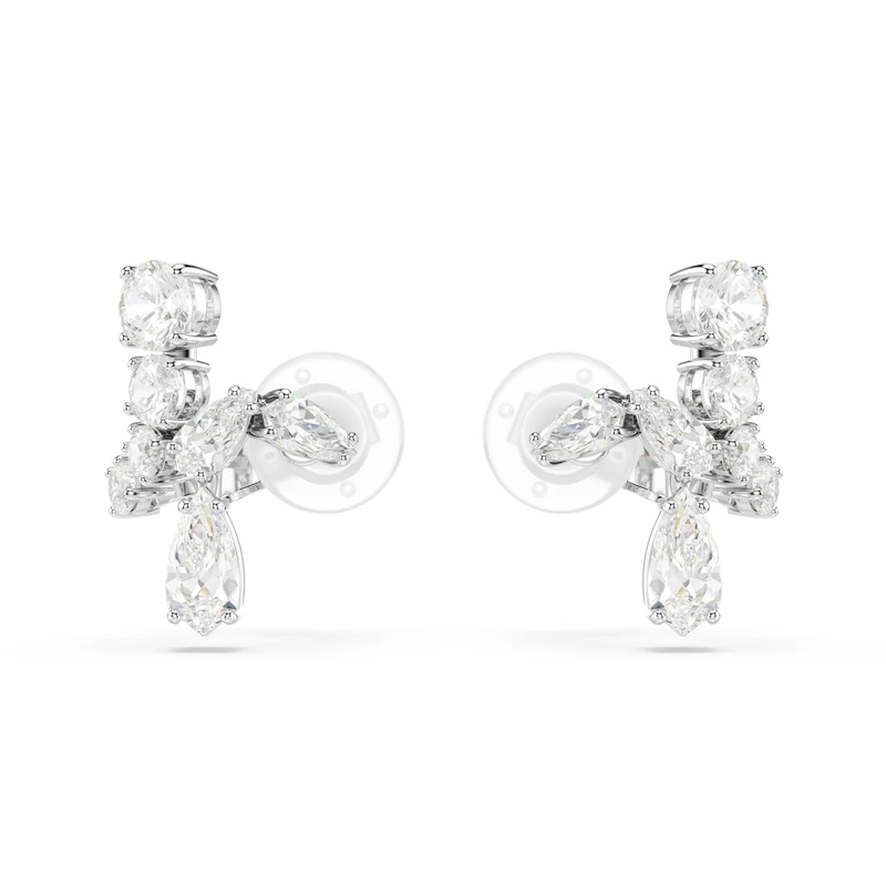 Swarovski Matrix Clip Earrings, Clear Mixed-Cut Crystals in a Rhodium-Finished Setting, Part of the Swarovski Matrix Collection