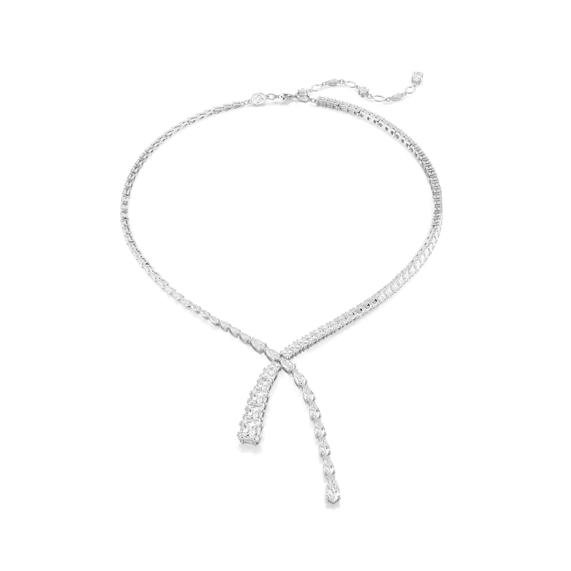 Swarovski Matrix Y Necklace, Clear Mixed-Cut Stones in a Rhodium-Finished Setting, Part of the Matrix Collection