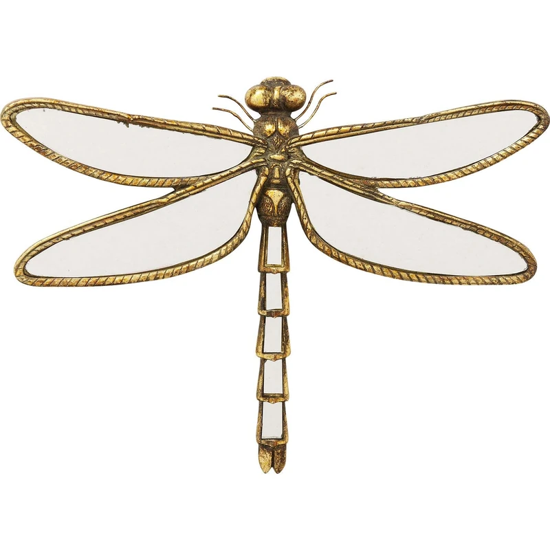 Kare Design Wall Decoration Dragonfly Mirror, Gold, Glass, Animal, Insect, Home Decor, Bedroom, Living Room, Corridor, Office, Gift, 27x35x4 cm (H/W/D)