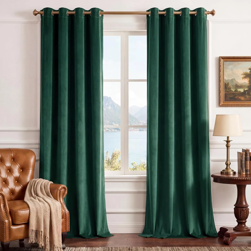 StangH Emerald Green Velvet Curtains 84 inches - Blackout Thermal Inuslated Bedroom Curtain Panels Holiday Home Decor Window Treatment for Living Room, W52 x L84 inches, 2 Panels