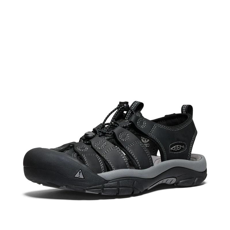 KEEN Men's Newport Closed Toe Comfortable Durable Leather Water Sandals, Black/Steel Grey, 9.5