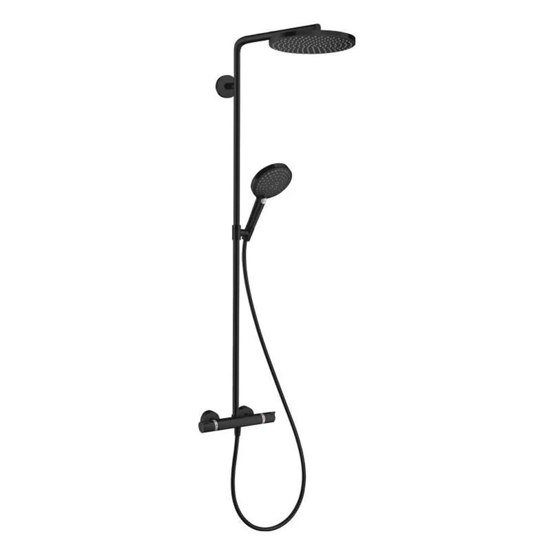 Hansgrohe Raindance Select S Showerpipe 240 1jet PowderRain with thermostatic shower mixer, matt black, 27633670