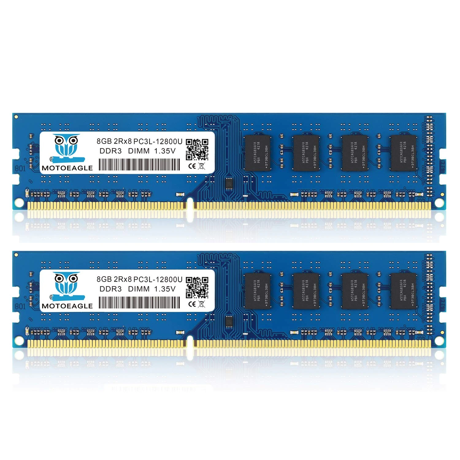 Motoeagle 16GB (2X8GB) PC3L-12800U DDR3L-1600 UDIMM RAM 2Rx8 DIMM DDR3 8GB 1600MHz PC3 12800 SDRAM 240-Pin 1.35V CL11 Non-ECC Desktop PC Memory Kit