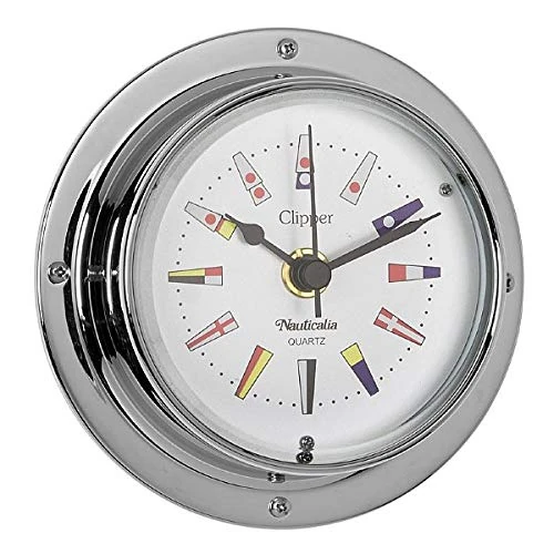 Clipper QuickFix Code Flag Clock, Chrome