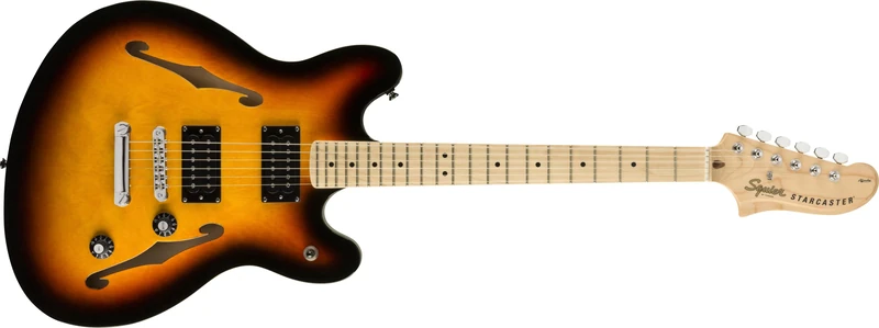 Squier by Fender Affinity Series Starcaster Guitar, Maple Fingerboard, 3-Colour Sunburst, Comes with Free Virtual Lessons