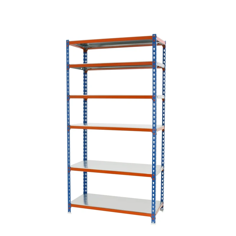 Simon Rack Garage Shelving Units 2500x800x400 mm, 6 Tier Steel Rack, 180 kg per Shelf, Blue/Orange/Galvanised - Simonclick