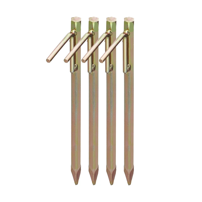 Relaxdays Heavy Duty Tent Stakes Set of 4, for Rocky Terrain, 30.5 cm, Camping Accessory, Galvanized Steel, Gold, 30.5 x 9 x 1.5cm