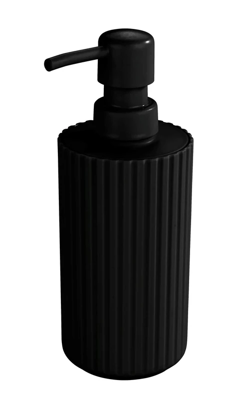 Allstar Minas Soap Dispenser, Refillable Dispenser for up to 280 ml Liquid Soap Made of Plastic, Diameter 7 x 18 cm, Black