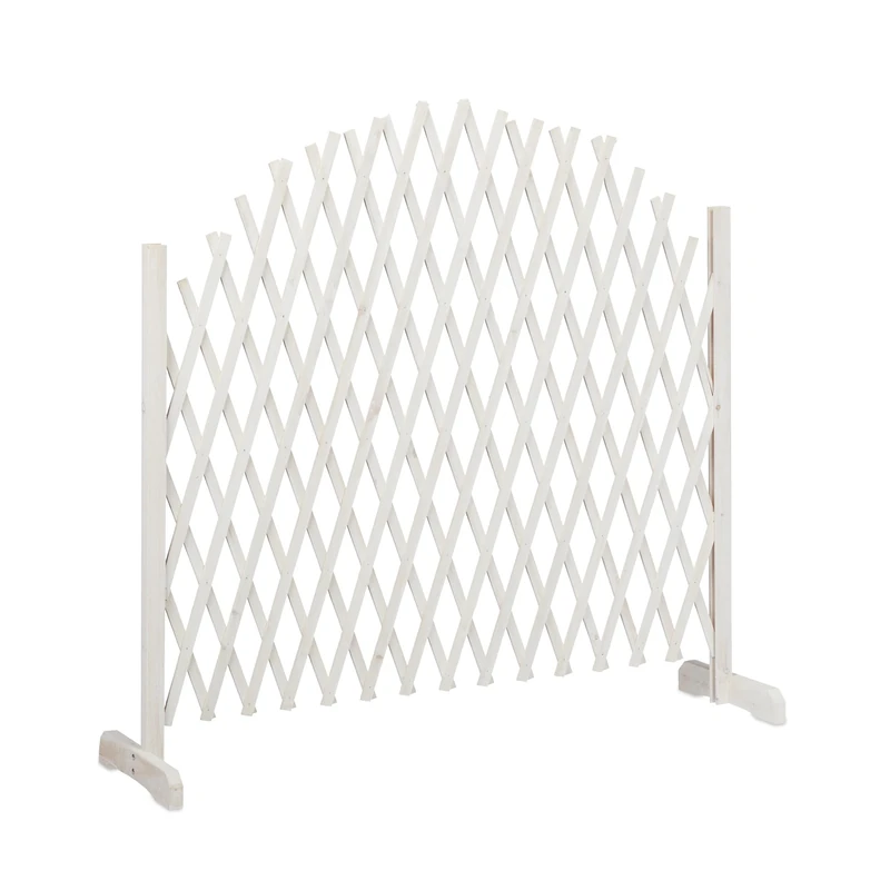 Relaxdays Wooden Trellis, Extendable, Freestanding, Garden Lattice, Balcony Climbing Aid, White
