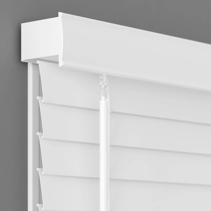 Lumino 2-inch Flat Slat Faux Wood Cordless Room Darkening Blinds, White - 34" W x 64" H (Over 500 Custom Sizes) Starting at $13.49
