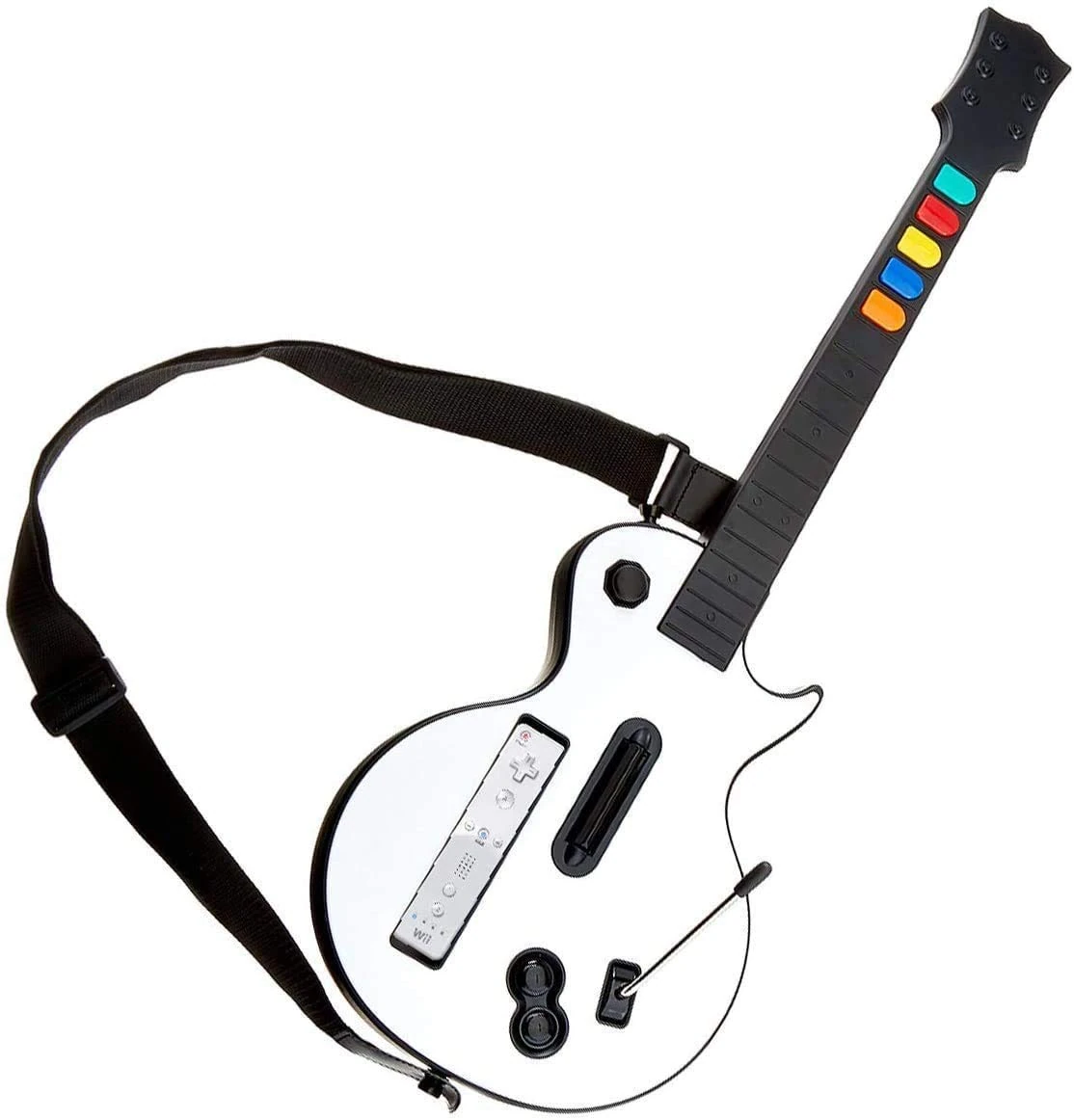 DOYO Wii Guitar, Wireless Wii Guitar Hero Controller for Guitar Hero Wii and Rock Band 2 Wii U Games (Excluding Rock Band 1) with Strap, White