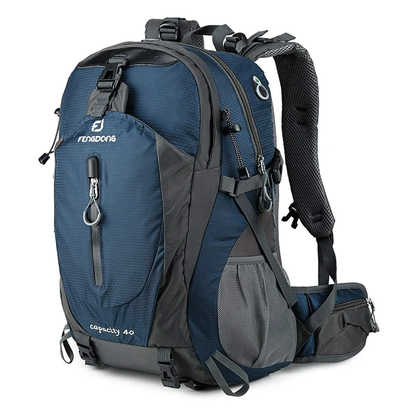 FENGDONG 40L Waterproof Lightweight Outdoor Daypack Hiking,Camping,Travel Backpack for Men Women Blue - Image 1
