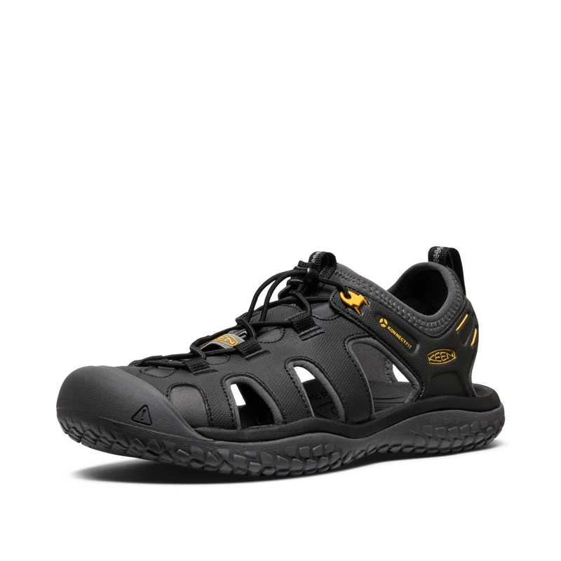 KEEN Men's SOLR High Performance Sport Closed Toe Water Water Shoe, Black/Gold, 6