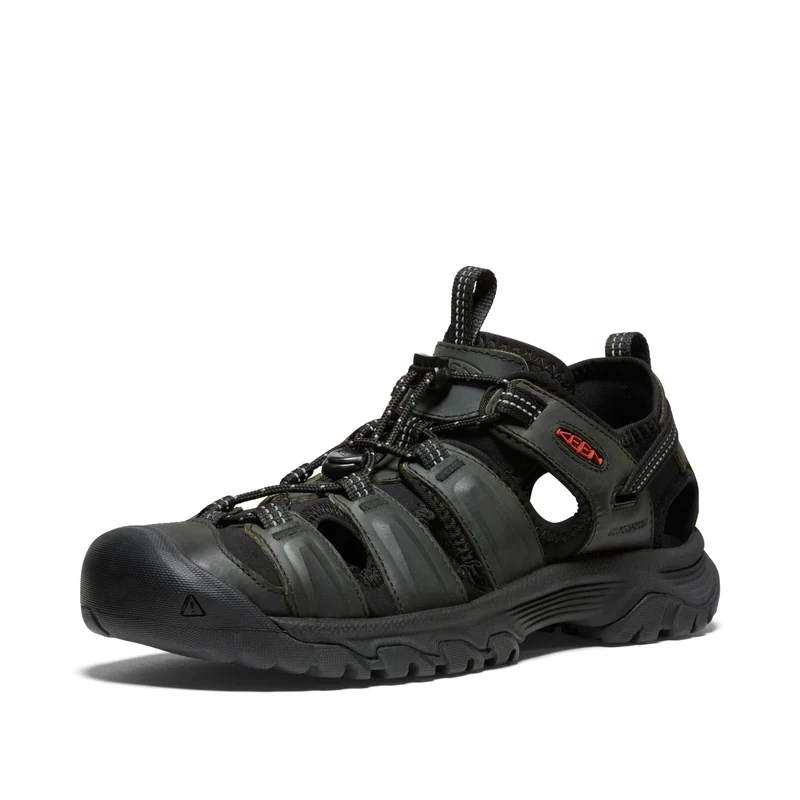 KEEN Men's Targhee 3 Closed Toe Hiking Sport Sandals, Grey/Black, 9.5