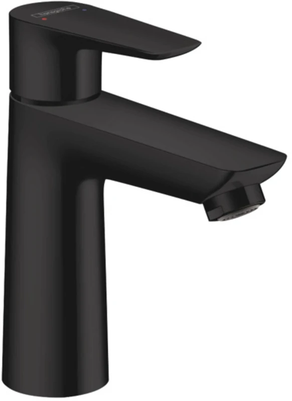 hansgrohe Talis E faucet, bathroom faucet with outlet height 110 mm, with pull rod, water-saving bathroom faucet, matt black, 1 piece