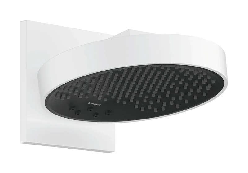hansgrohe Rainfinity Water-Saving Shower Head (250 mm, Round, 3 Jet Types, Wall Mounting) Matte White - Image 1