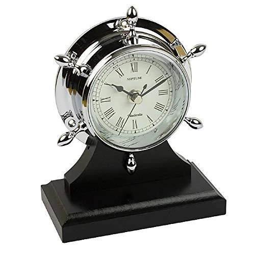 Chrome Neptune Clock on Plinth