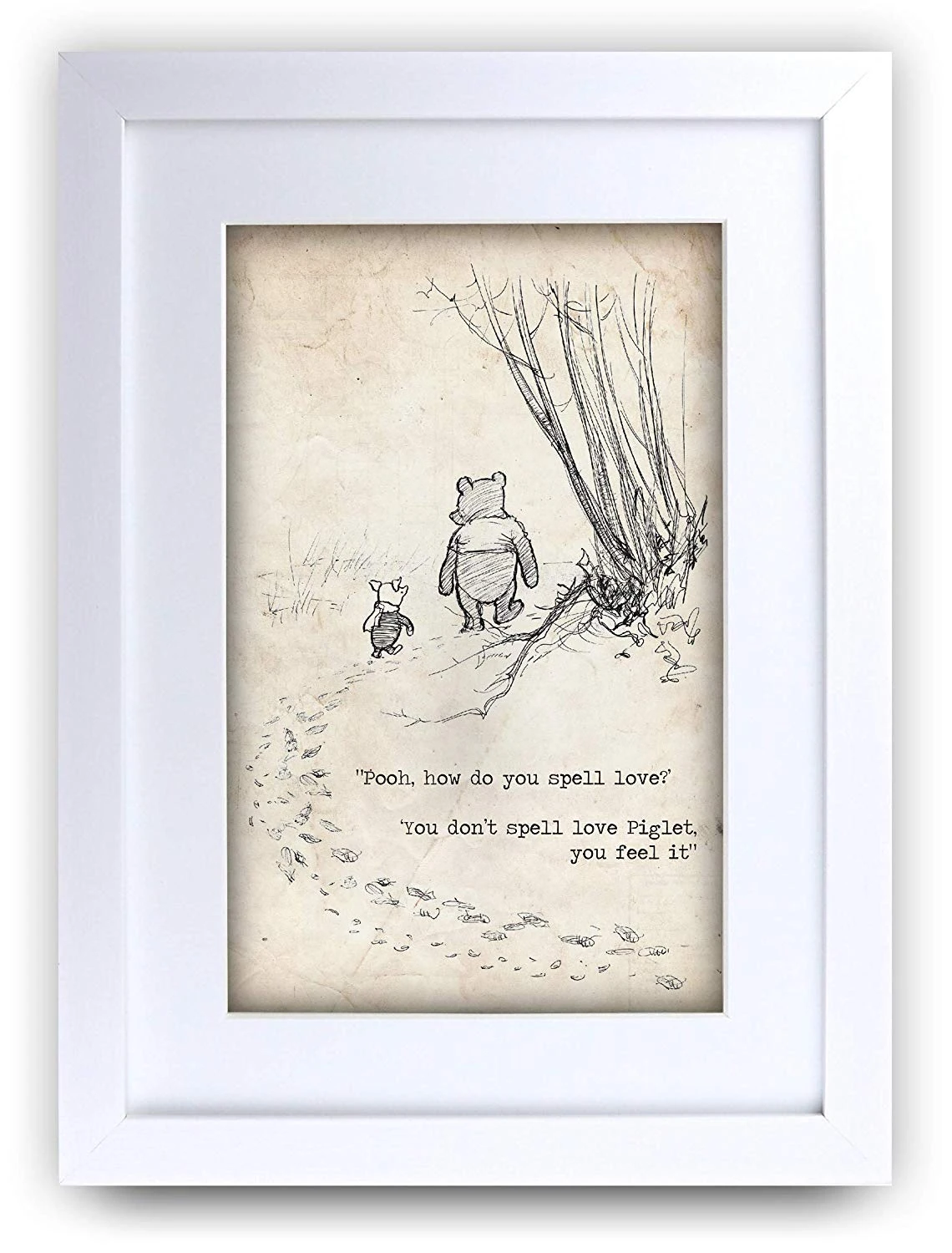 HWC Trading FR Winnie the Pooh Spell Feel Love A4 Framed Printed Quote Nursery Print Baby Shower Room Gifts New Born Bedroom Gift Print Photo Picture Frame Display