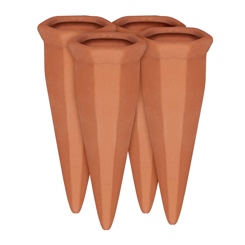 Relaxdays Clay Watering Cones Set of 4 - Terracotta Irrigation