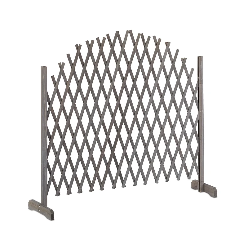 Relaxdays Wooden Trellis, Extendable, Freestanding, Garden Lattice, Balcony Climbing Aid, Grey