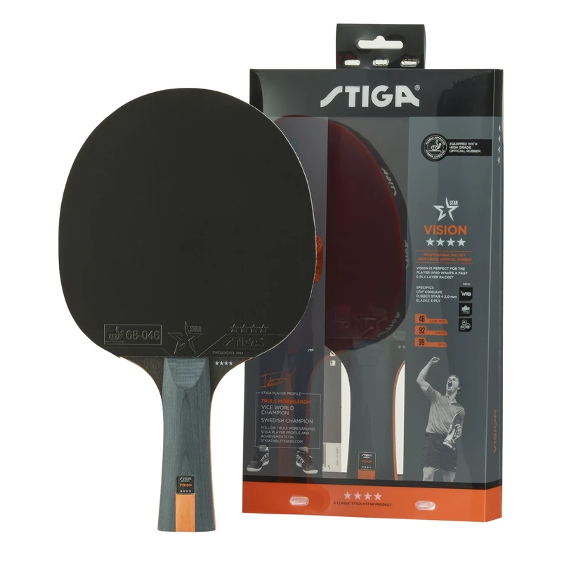 STIGA Vision 4-Star Table Tennis Bat, Black/Red