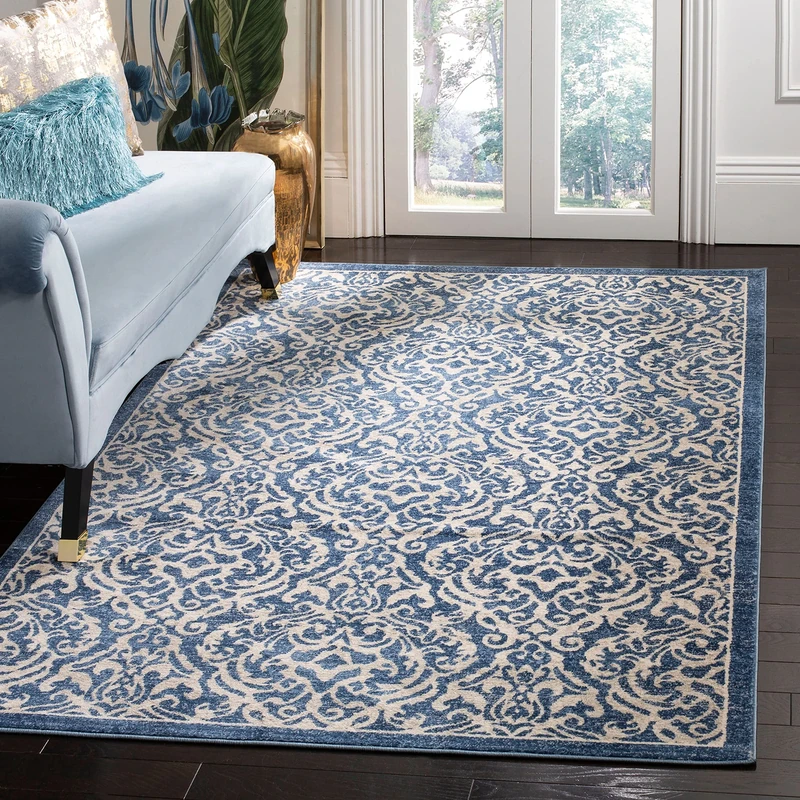 Safavieh Traditional Indoor Woven Rectangle Area Rug, Brentwood Collection, BNT810, in Navy / Creme, 183 X 274 cm for Living Room, Bedroom or Any Indoor Space
