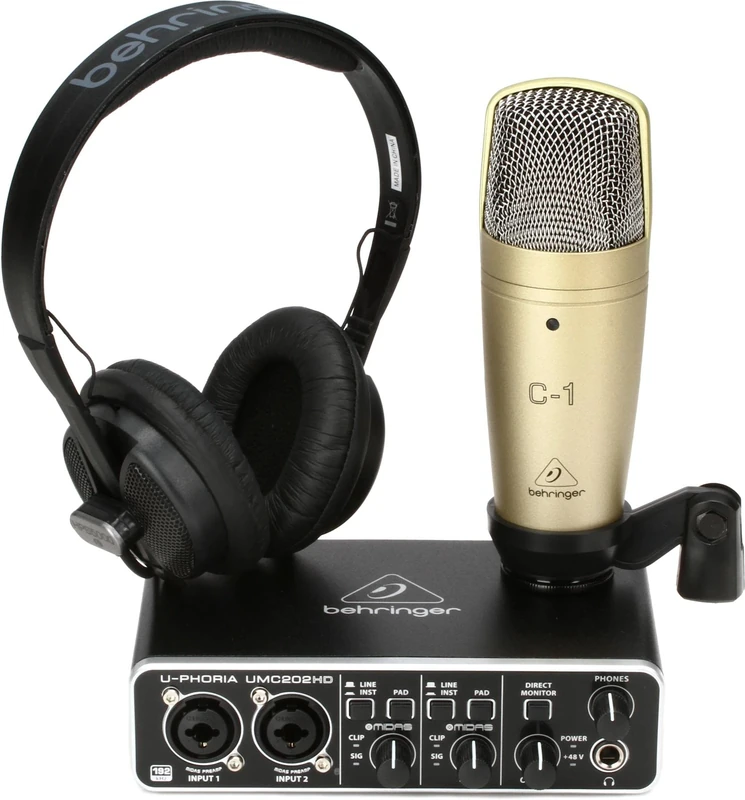 Behringer U-PHORIA STUDIO PRO Complete Recording Bundle with High Definition USB Audio Interface, Condenser Microphone, Studio Headphones and More